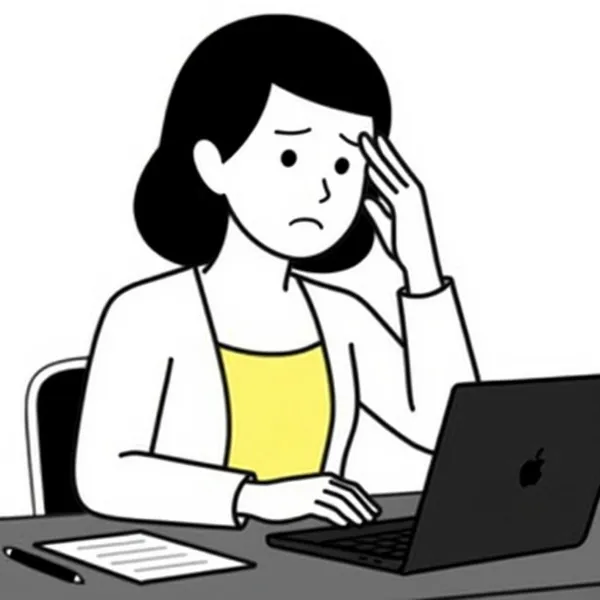 Bカートとkintoneのデータ連携に悩む担当者のイラスト